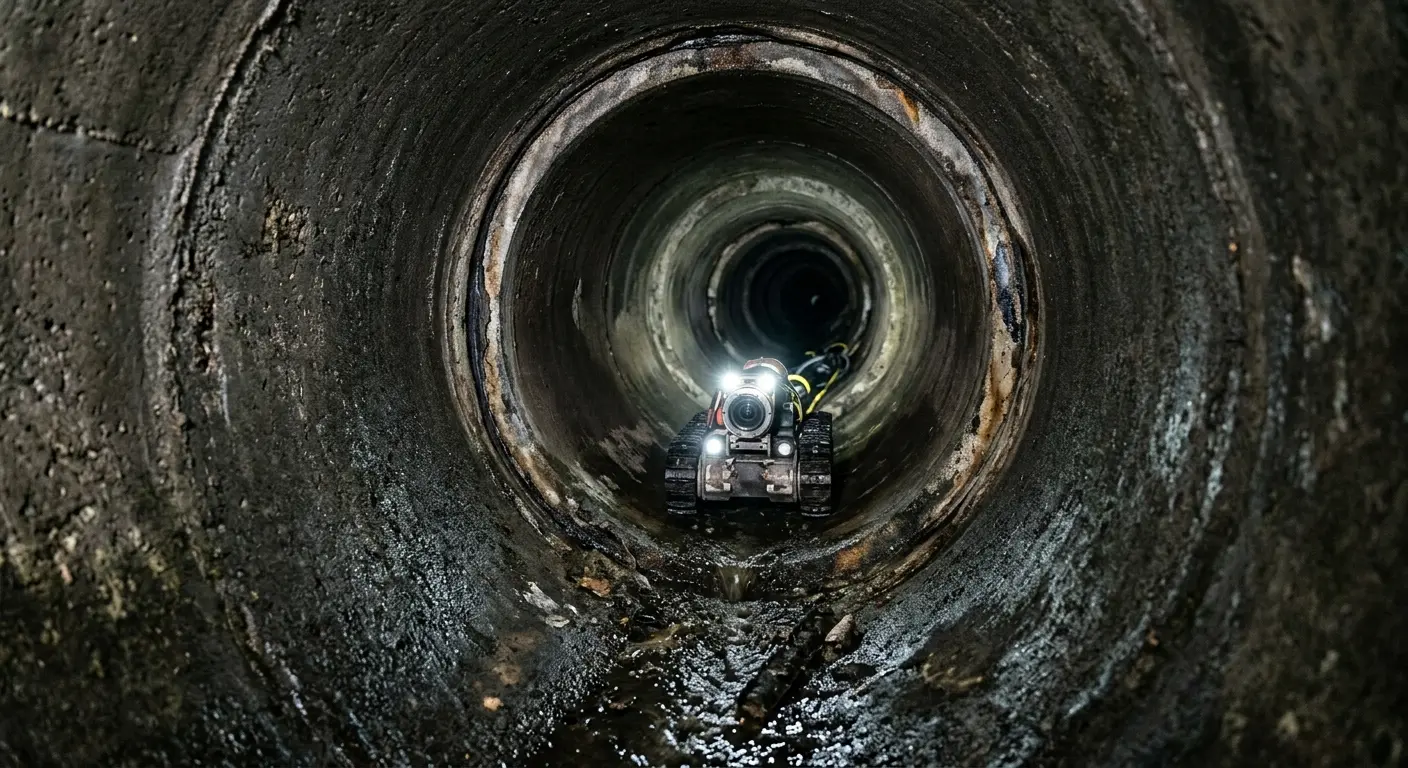 Robotic sewer camera inspecting pipe interior for Drain Snake Service in South Bay